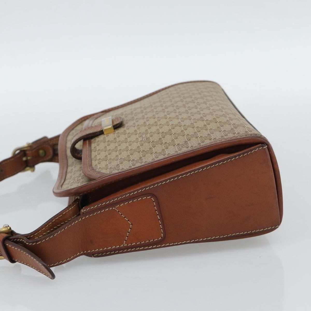 Celine Vintage Macadam Canvas And Leather Beige Canvas Shoulder Bag Bag (Pre-Owned)
