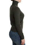 John Galliano Chic Green Turtleneck Virgin Wool Women's Sweater