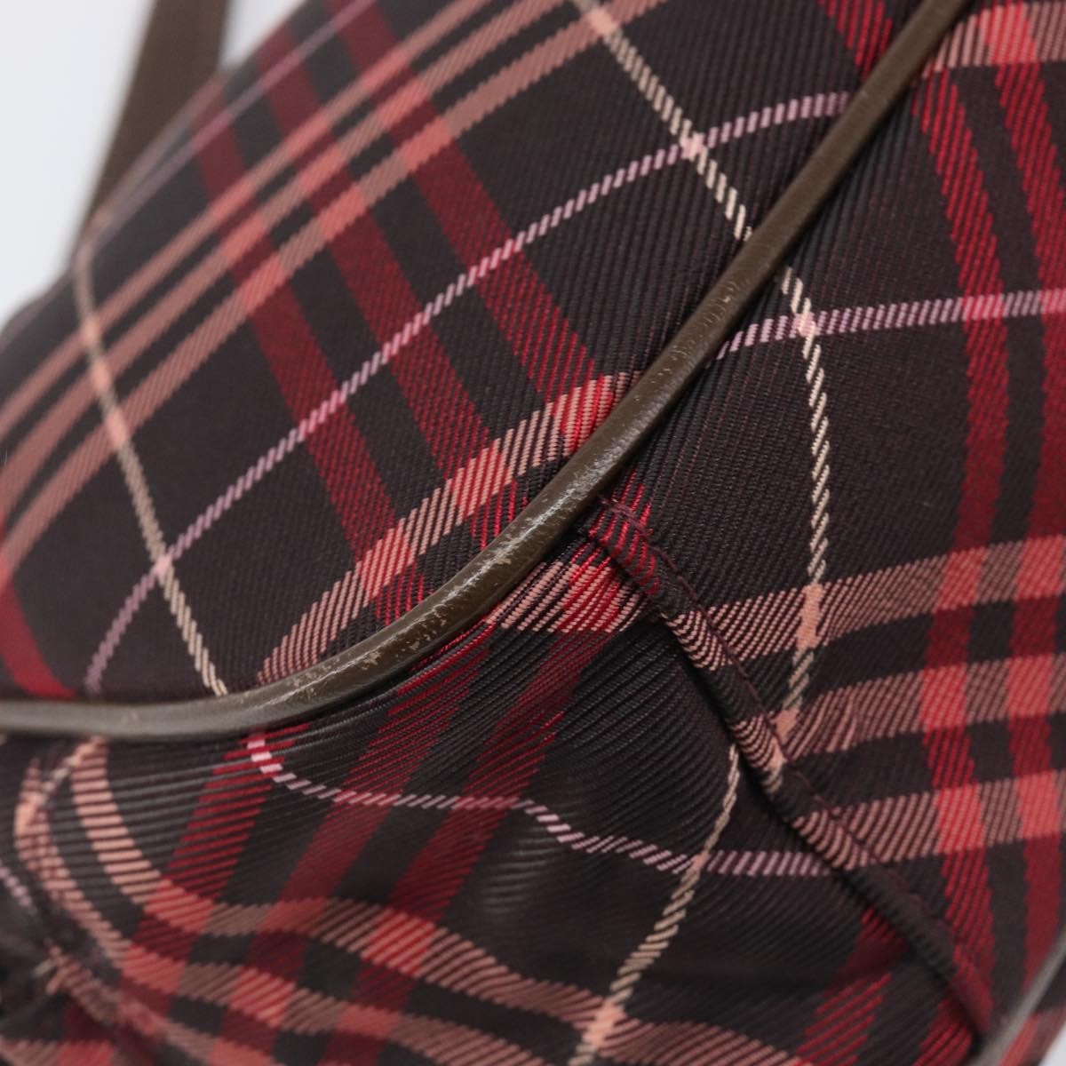 Burberry Nova Check Blue Label Nylon Burgundy Nylon Shoulder Bag Bag (Pre-Owned)