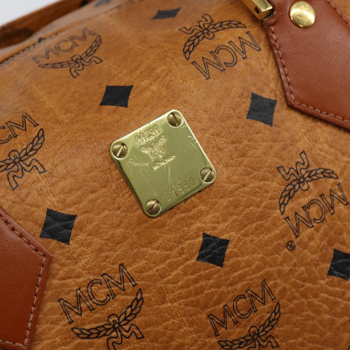 MCM Visetos Logogramme Canvas And Leather Brown Leather Handbag (Pre-Owned)