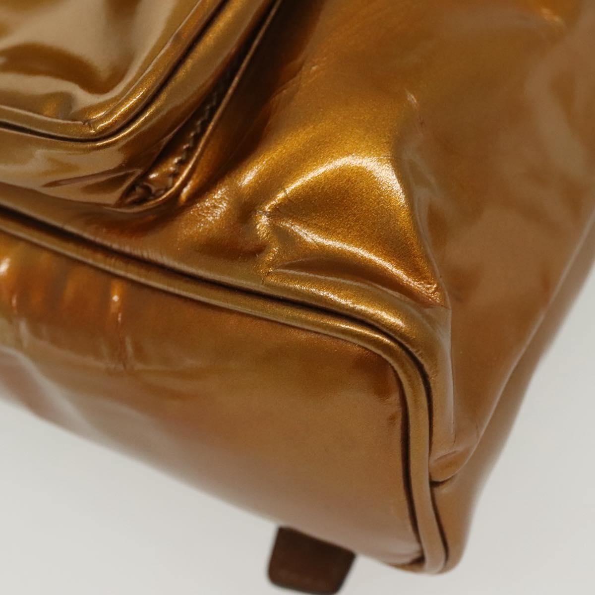 Gucci Vintage Bamboo Patent Gold Patent_Leather Bag (Pre-Owned)