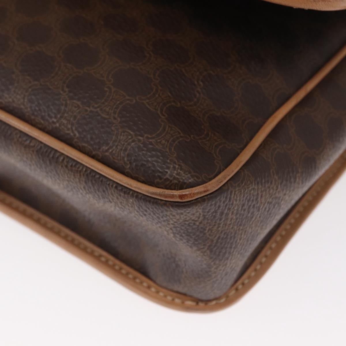 Celine Vintage Macadam Circle Logo Canvas And Leather Brown Canvas Shoulder Bag Bag (Pre-Owned)