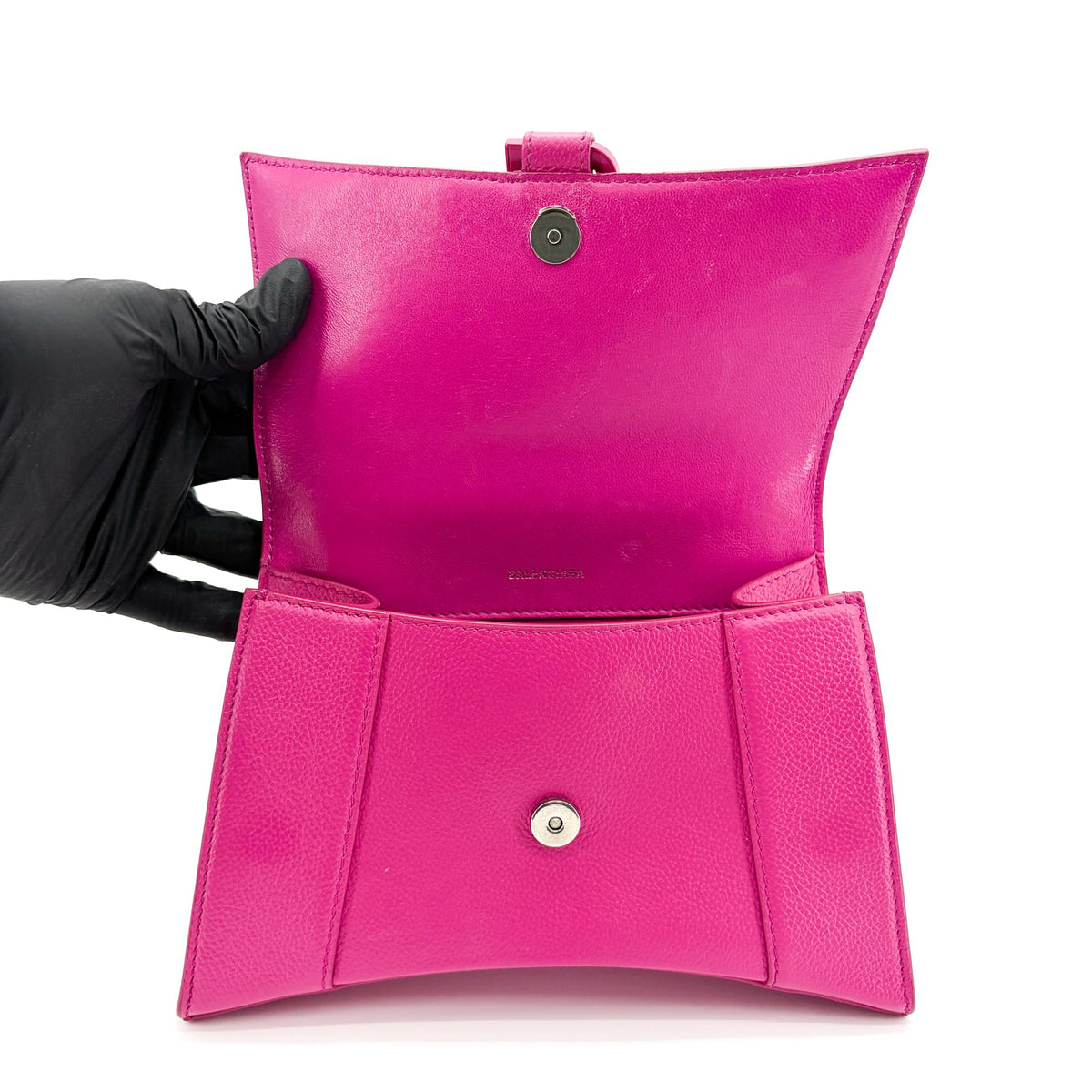 Balenciaga Hourglass Top Handle Leather With Crystals Pink Leather Handbag (Pre-Owned)