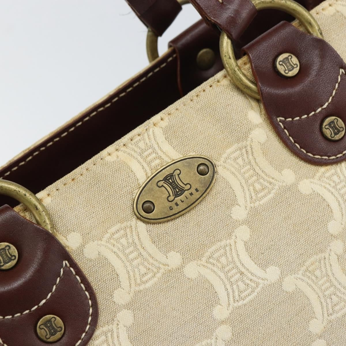 Celine Vintage Macadam Canvas And Leather Beige Canvas Handbag (Pre-Owned)