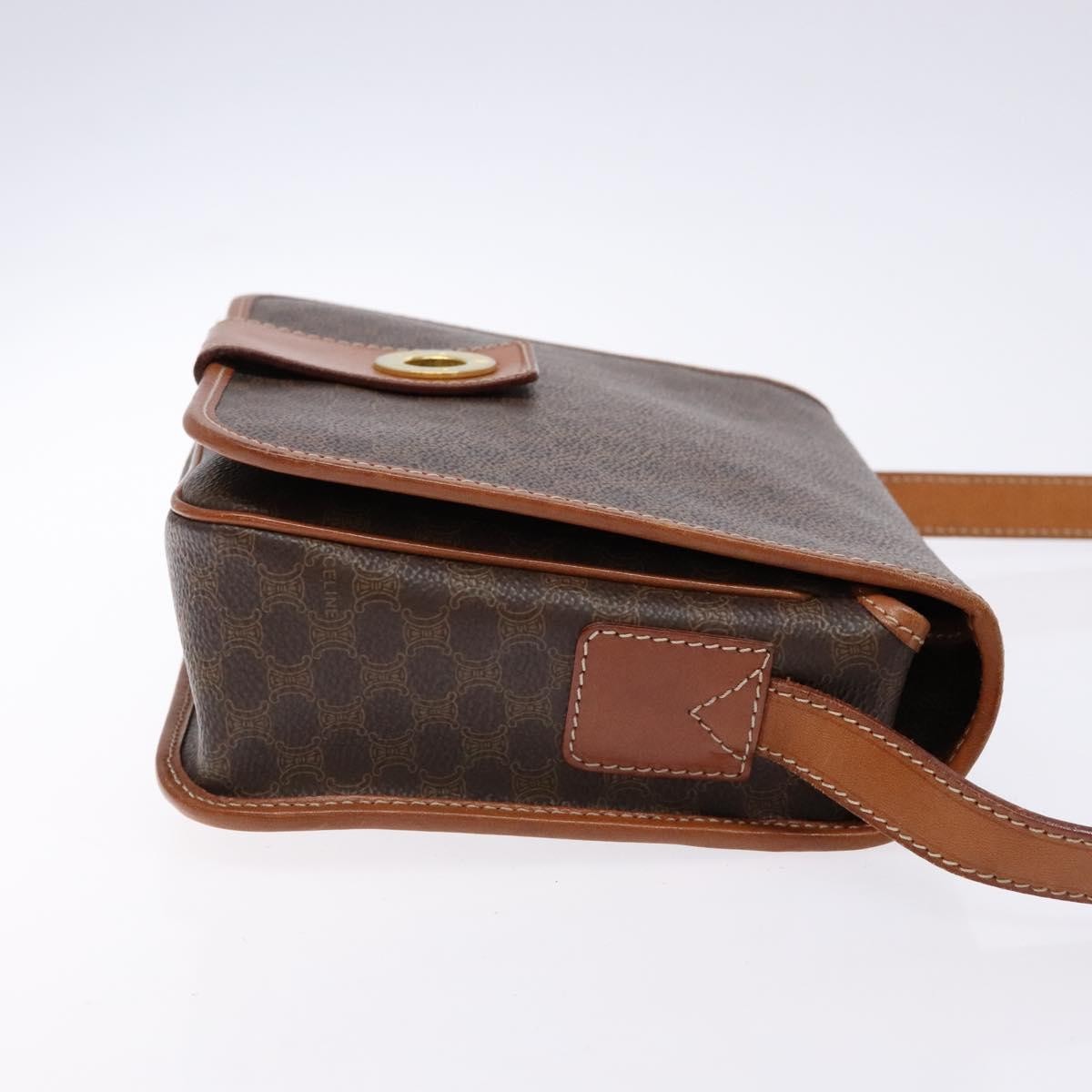 Celine Macadam Shoulder Pvc Leather Brown Canvas Bag (Pre-Owned)