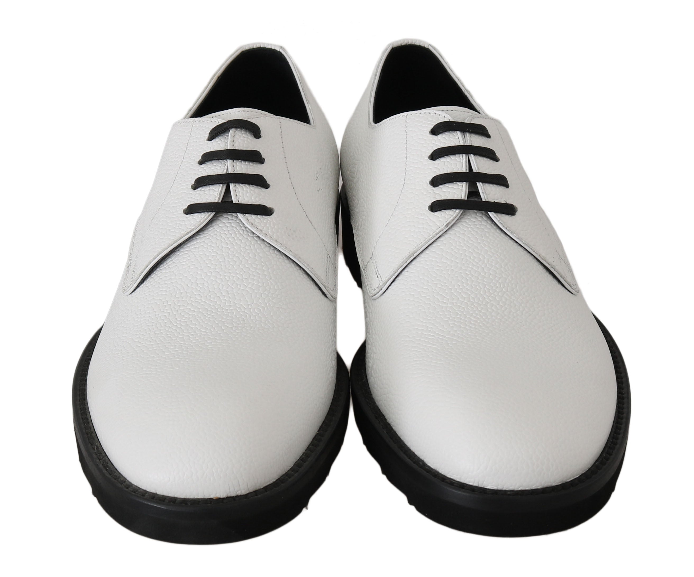 Dolce & Gabbana White Leather Derby Dress Formal Men's Shoes
