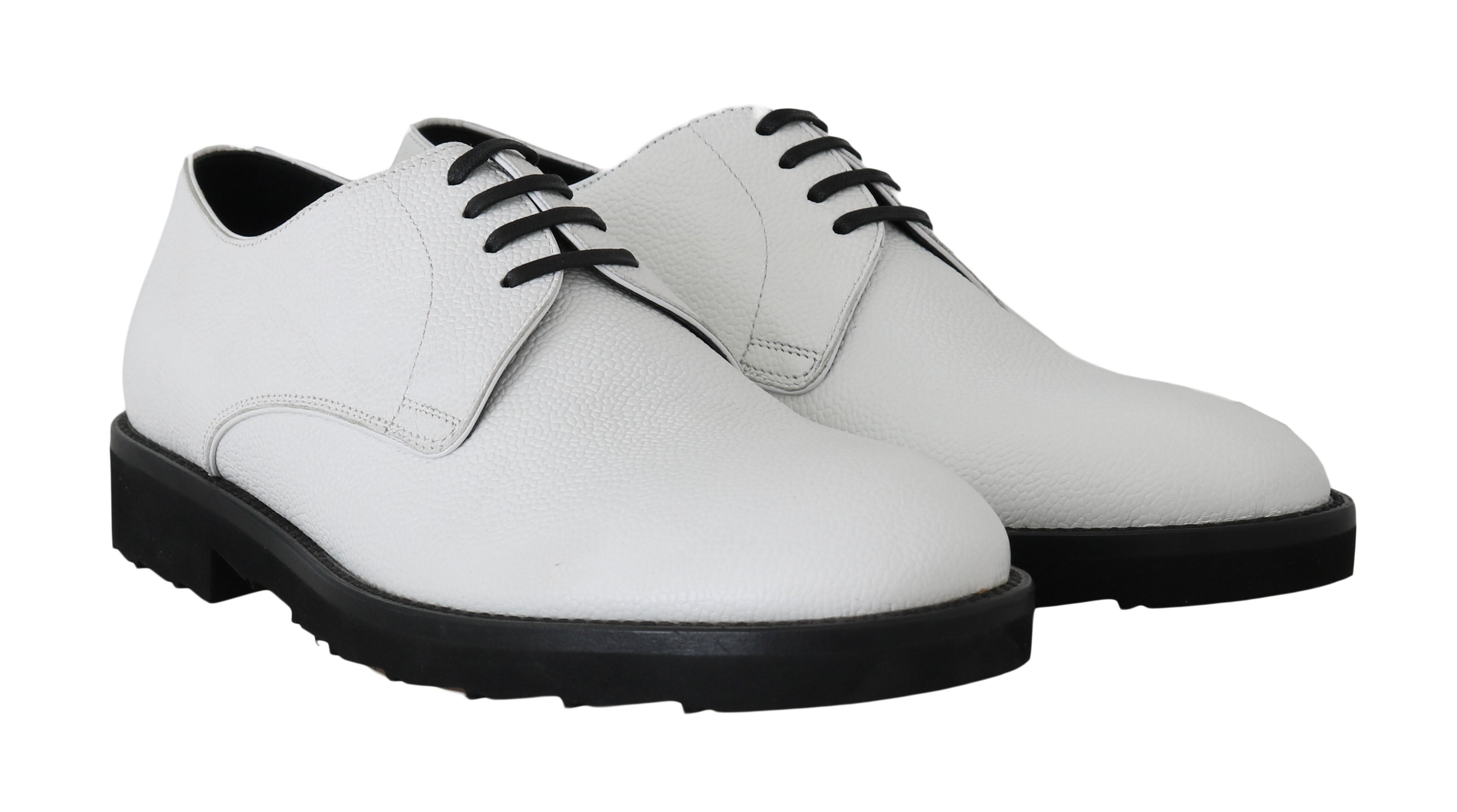 Dolce & Gabbana White Leather Derby Dress Formal Men's Shoes