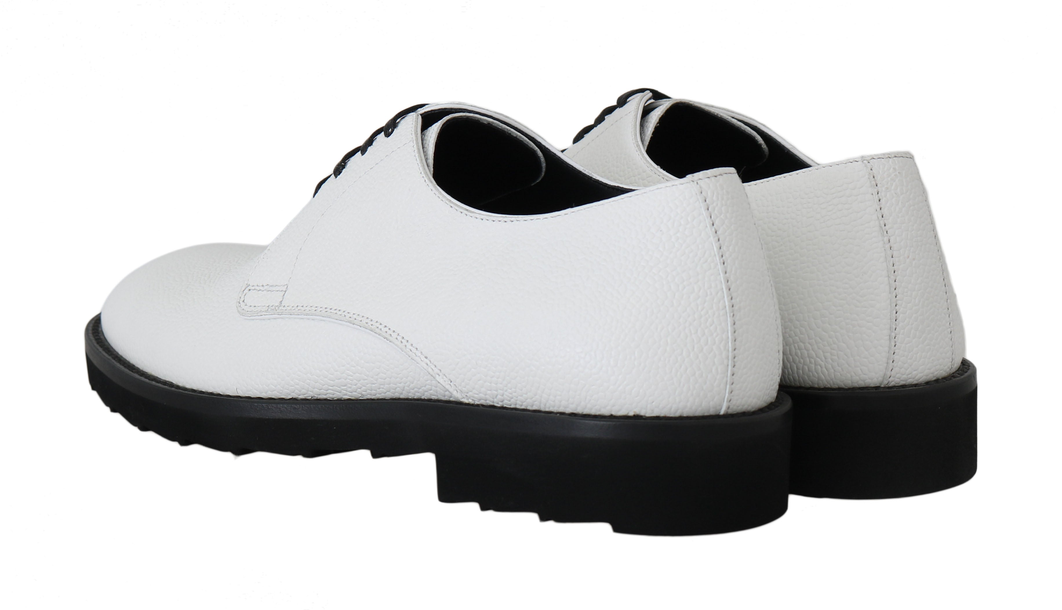 Dolce & Gabbana White Leather Derby Dress Formal Men's Shoes