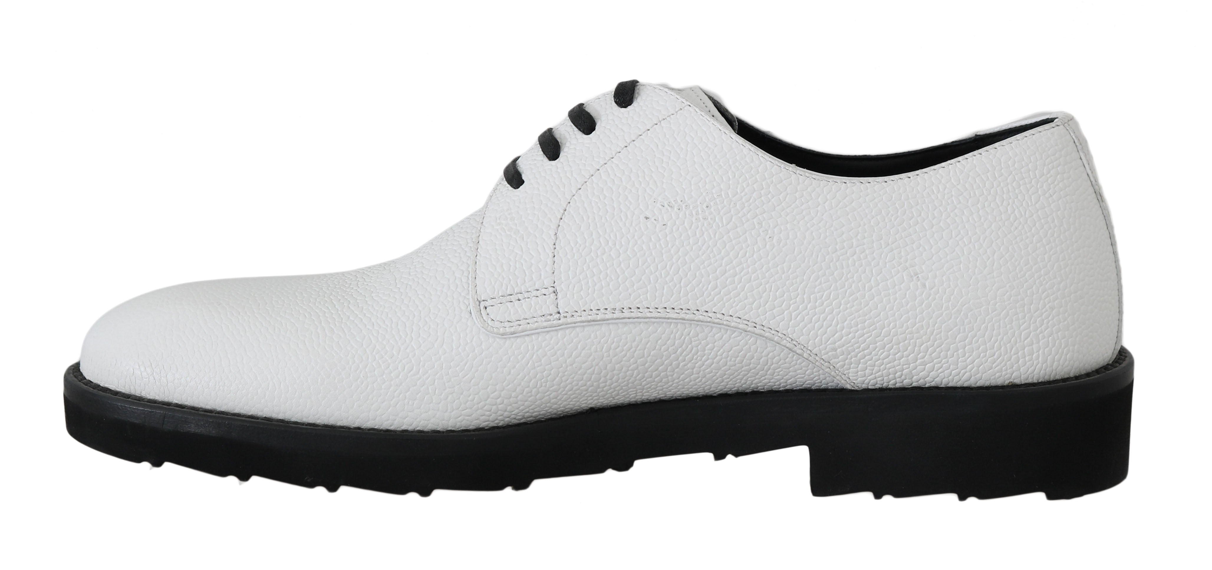 Dolce & Gabbana White Leather Derby Dress Formal Men's Shoes