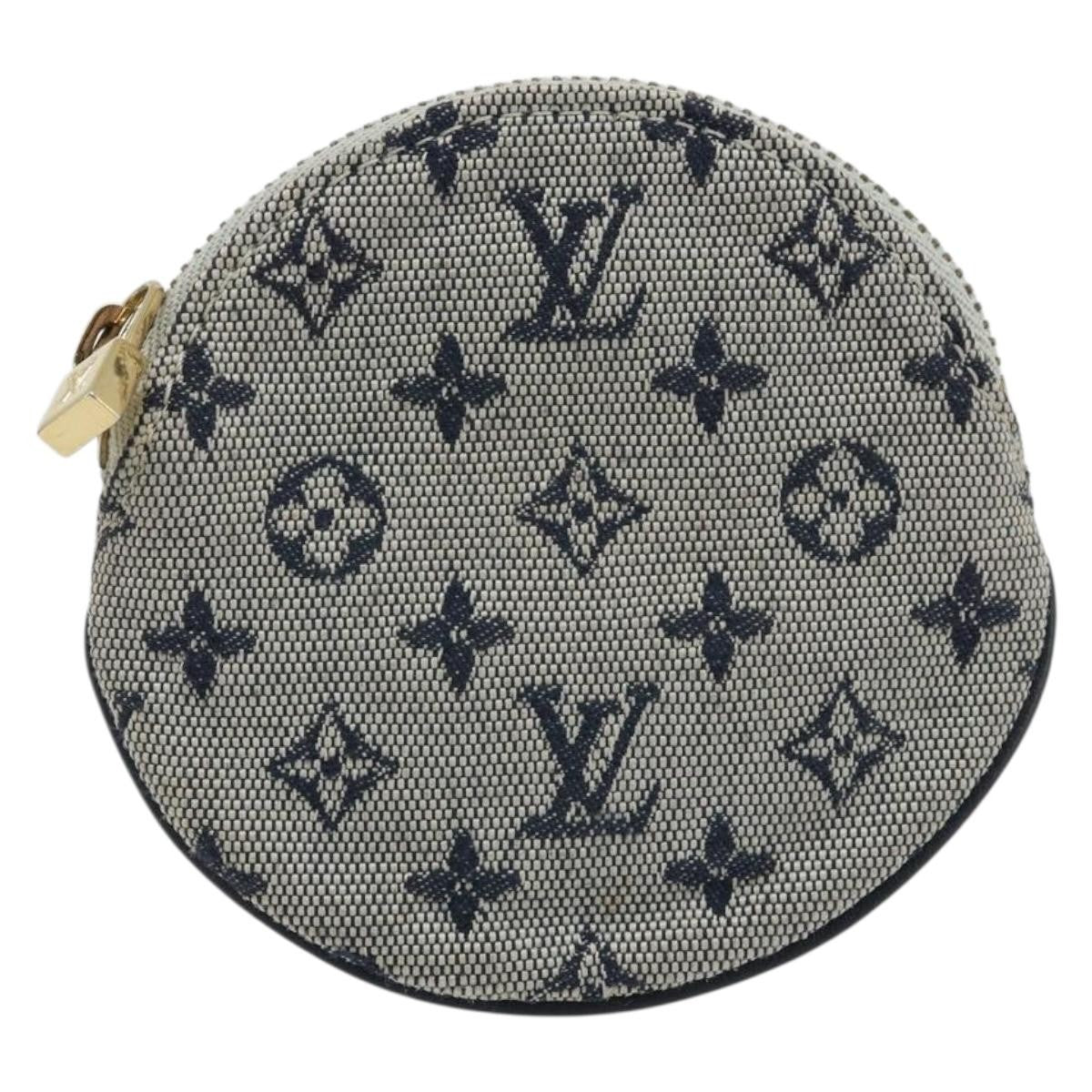 Louis Vuitton Round Coin Purse Mini Lin Blue Canvas Clutche & Pouche Bag (Pre-Owned)