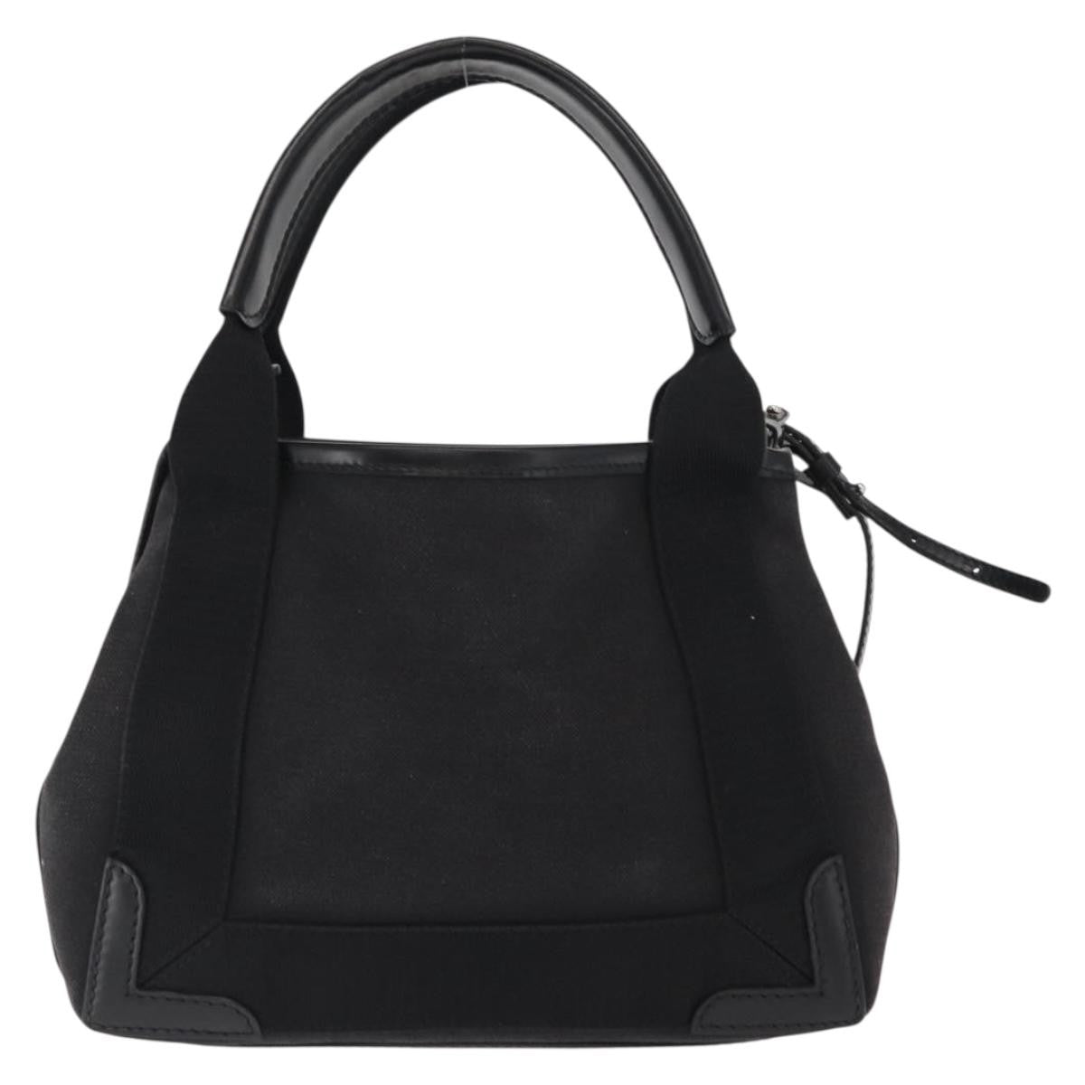 Balenciaga Navy Cabas Canvas With Leather Black Canvas Tote Bag Bag (Pre-Owned)