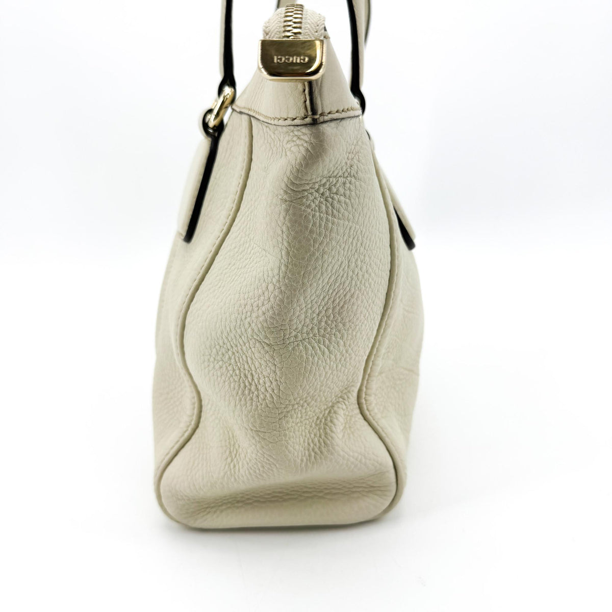 Gucci Soho Zip Leather Beige Leather Tote Bag Bag (Pre-Owned)