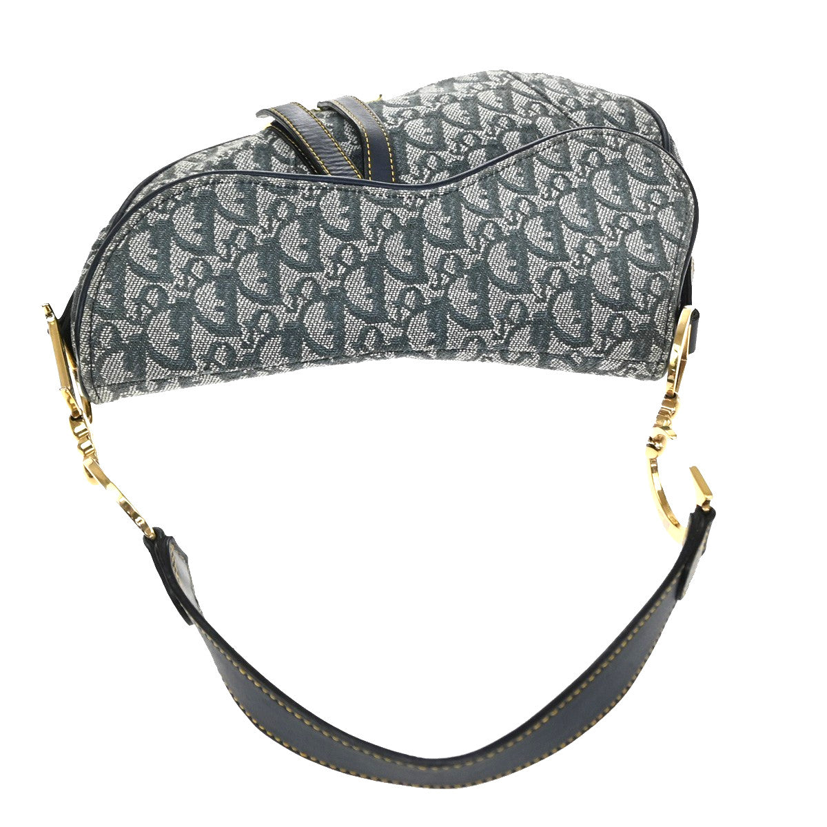 Christian Dior Saddle Oblique Canvas Navy Canvas Handbag (Pre-Owned)