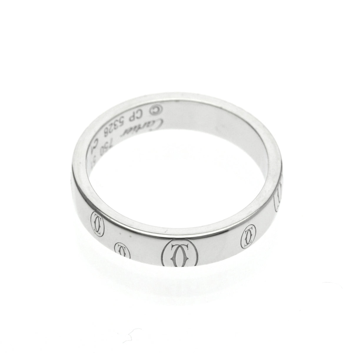 Cartier Logo De Cartier Band 18K White Gold Silver White_Gold Ring Jewelry (Pre-Owned)