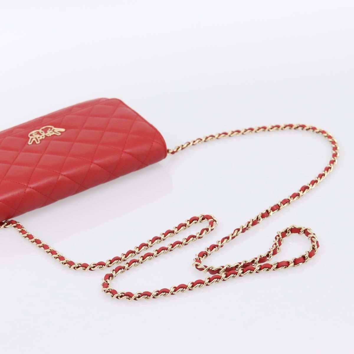 Chanel Wallet On Chain Quilted Lambskin Red Leather Wallets Accessory (Pre-Owned)