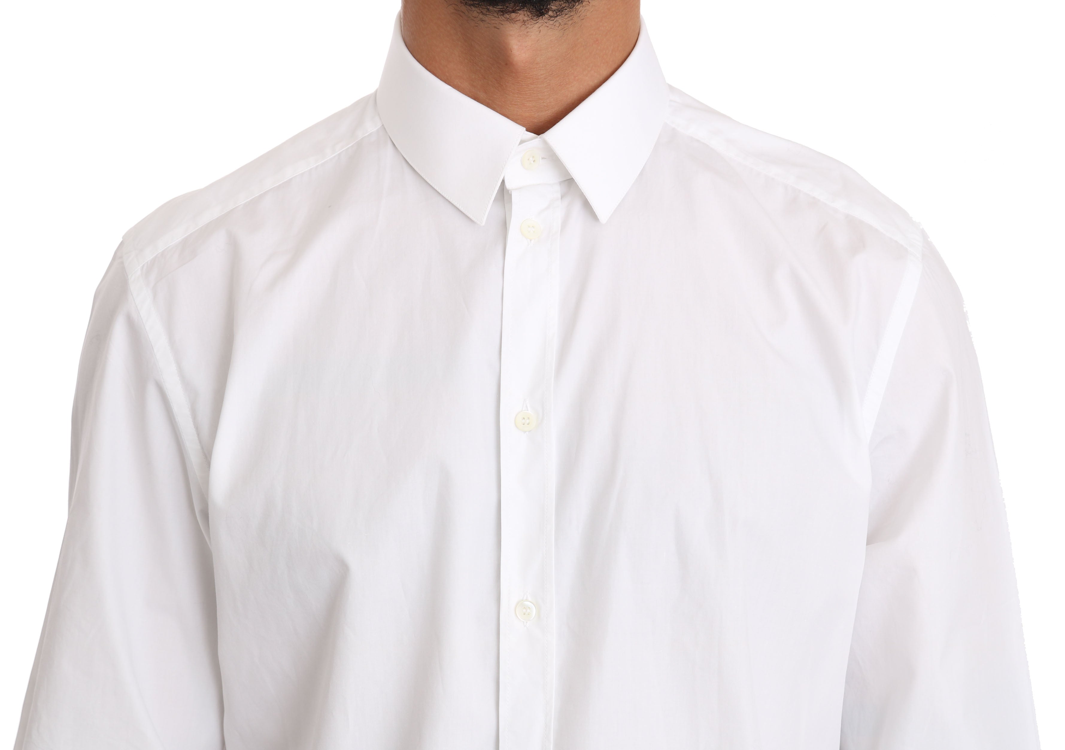Dolce & Gabbana White Cotton GOLD Dress Men's Shirt