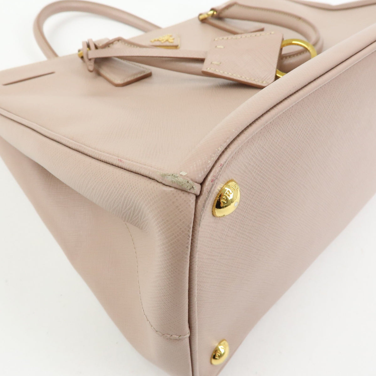 Prada Galliera Saffiano Leather With Applique Pink Leather Handbag (Pre-Owned)