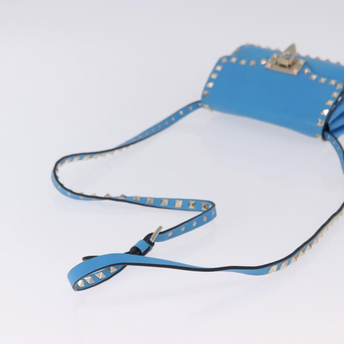 Valentino Garavani Rockstud Flip Lock Compartment Leather Blue Leather Shoulder Bag Bag (Pre-Owned)
