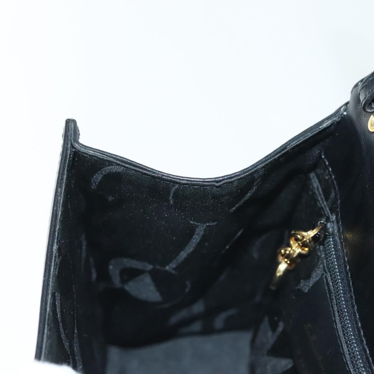 Salvatore Ferragamo Vintage Gancini Convertible Top Handle Leather Black Leather Handbag (Pre-Owned)