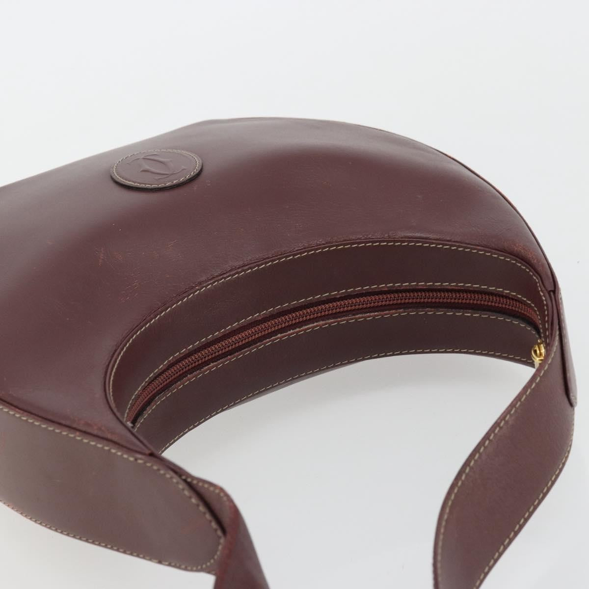 Cartier Vintage Must De Cartier Leather Burgundy Leather Shoulder Bag Bag (Pre-Owned)