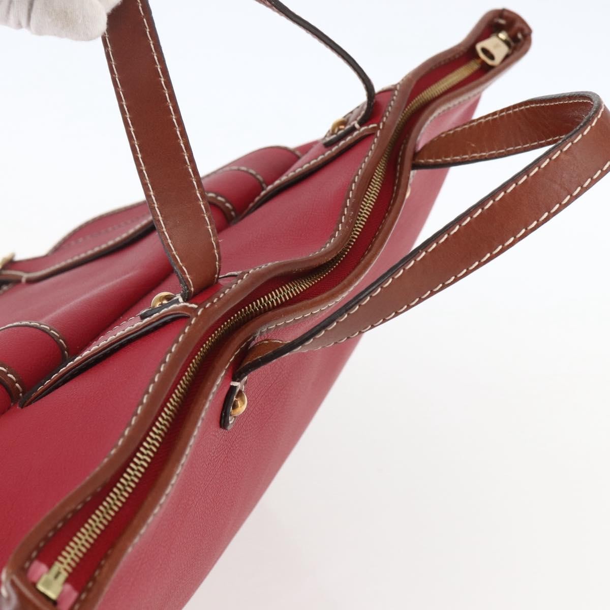 Chloe Vintage Leather Red Leather Tote Bag Bag (Pre-Owned)