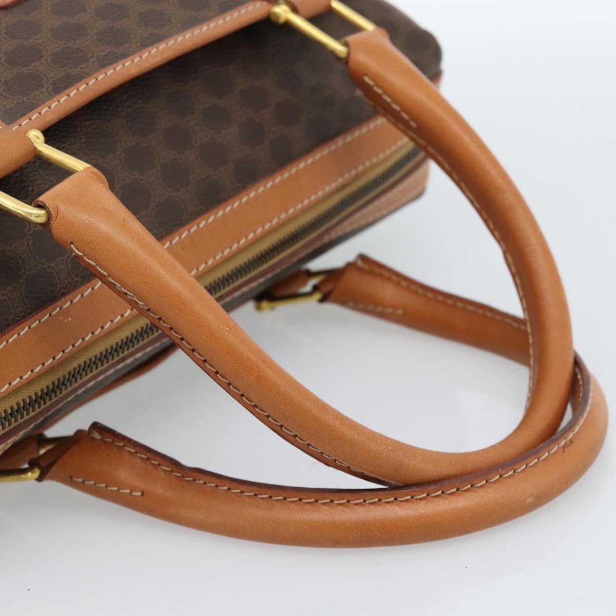 Celine Vintage Macadam Boston Canvas Brown Canvas Handbag (Pre-Owned)