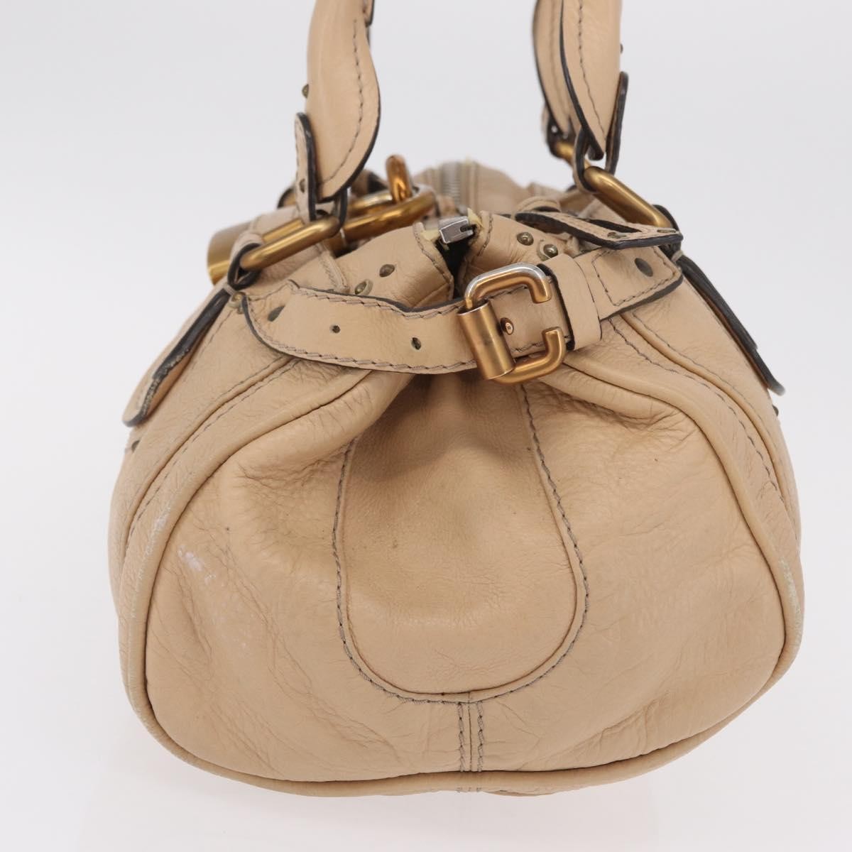 Chloe Paddington Lock Leather Beige Leather Handbag (Pre-Owned)