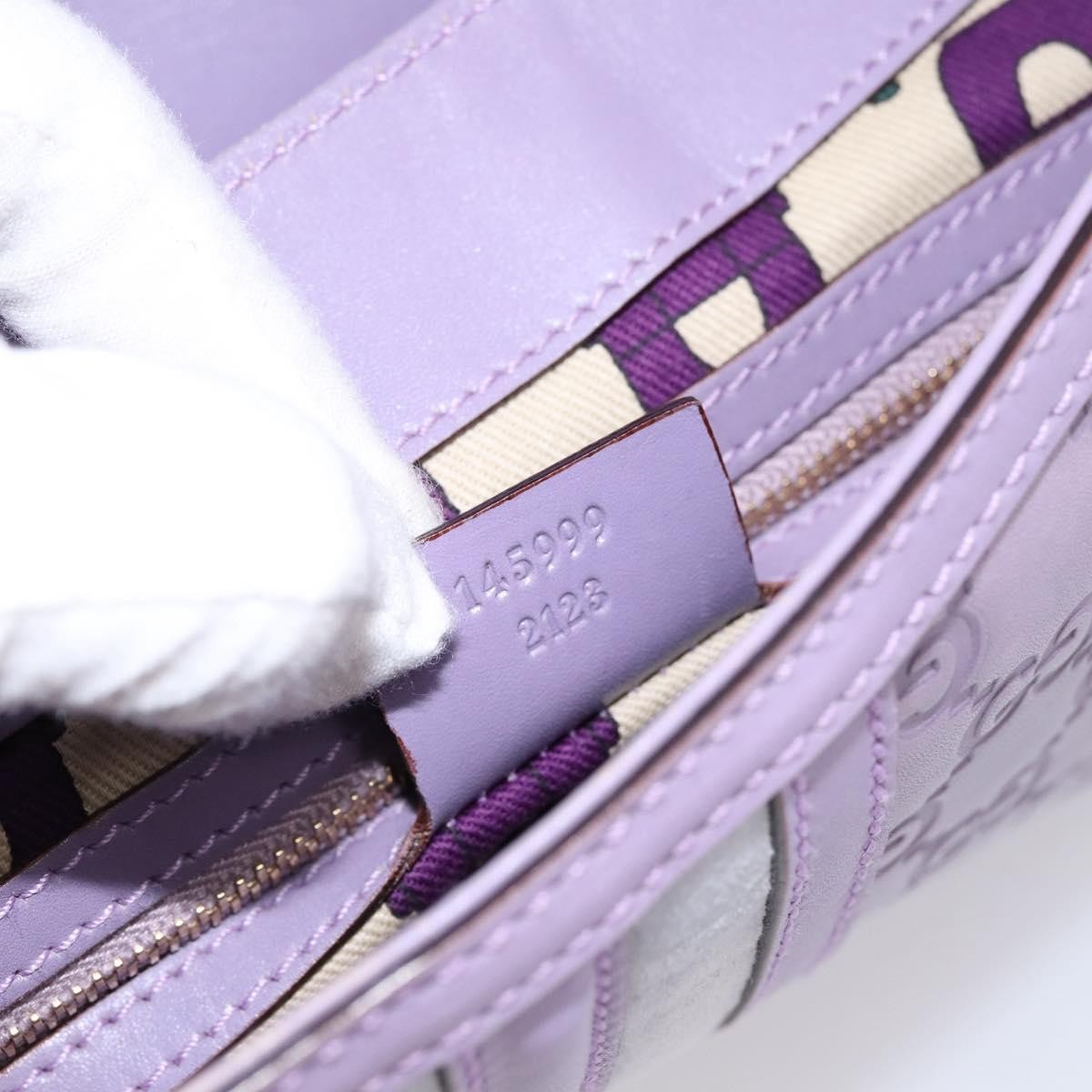 Gucci Web Flap Guccissima Purple Leather Shoulder Bag Bag (Pre-Owned)