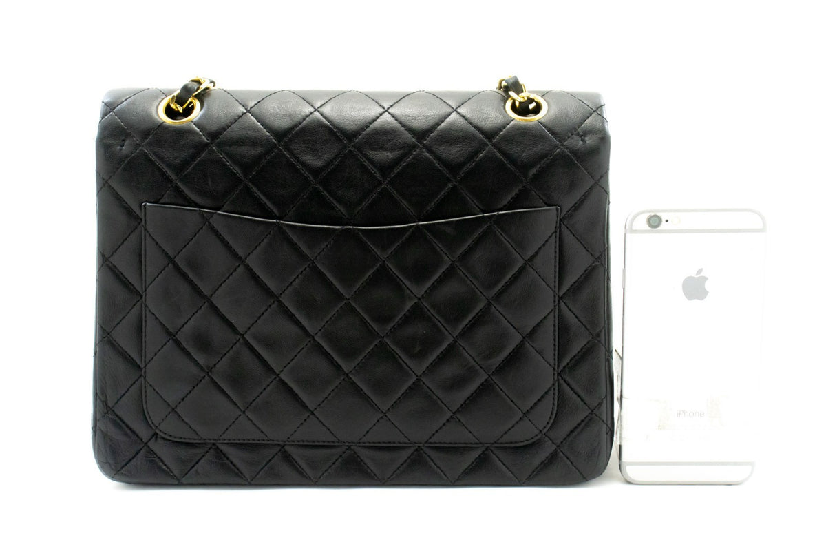 Chanel Timeless - Classic Double Flap Leather Black Leather Handbag (Pre-Owned)