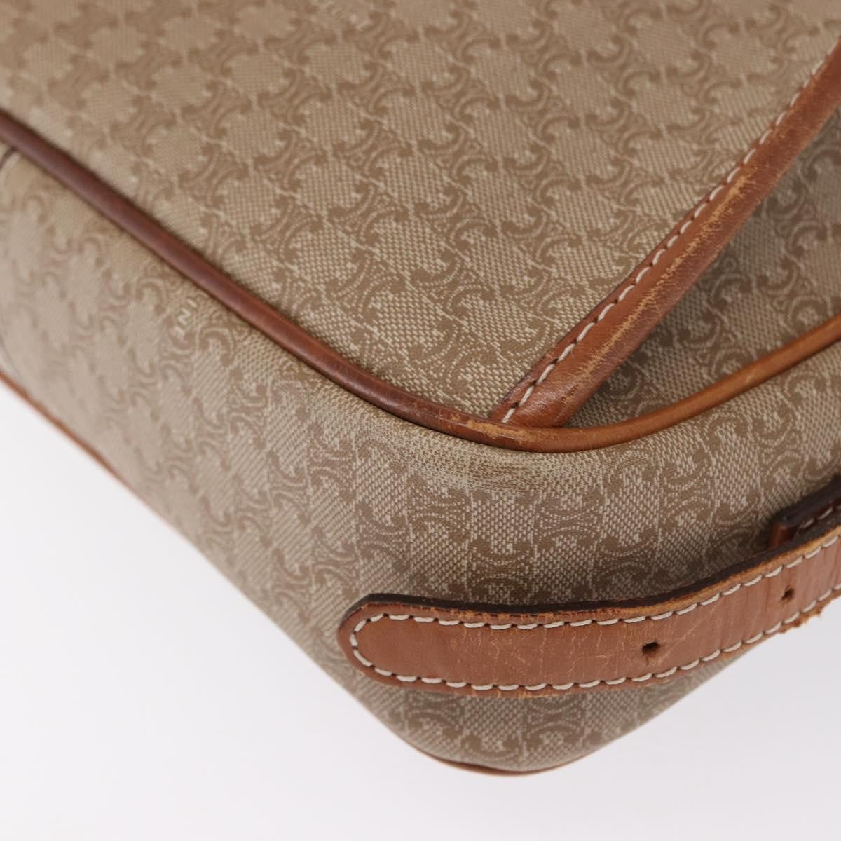 Celine Vintage Macadam Canvas And Leather Beige Canvas Shoulder Bag Bag (Pre-Owned)