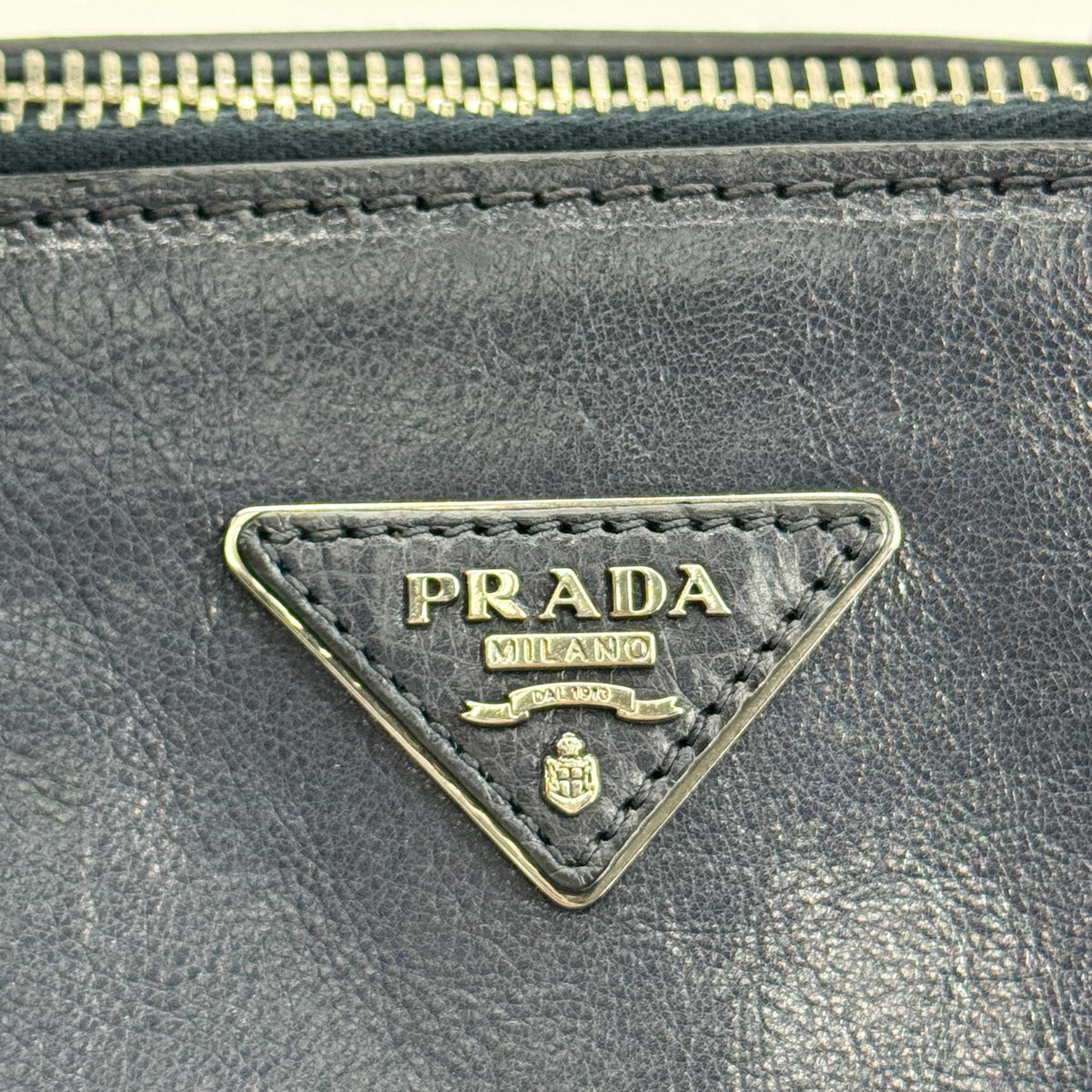 Prada Twin Pocket Convertible Leather Navy Leather Tote Bag Bag (Pre-Owned)
