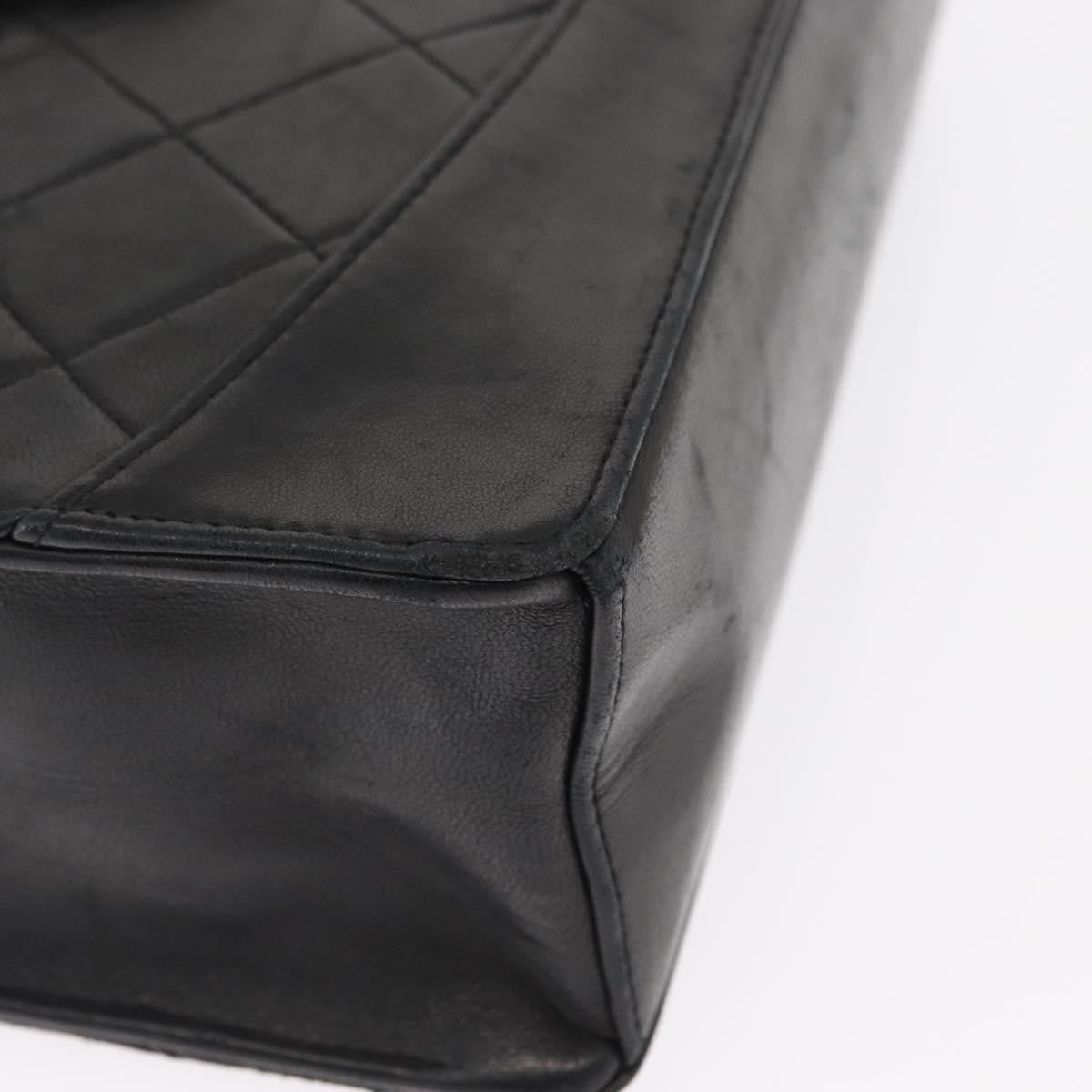 Chanel Vintage Mademoiselle Lock Trapezoid Flap Quilted Lambskin Black Leather Shoulder Bag Bag (Pre-Owned)