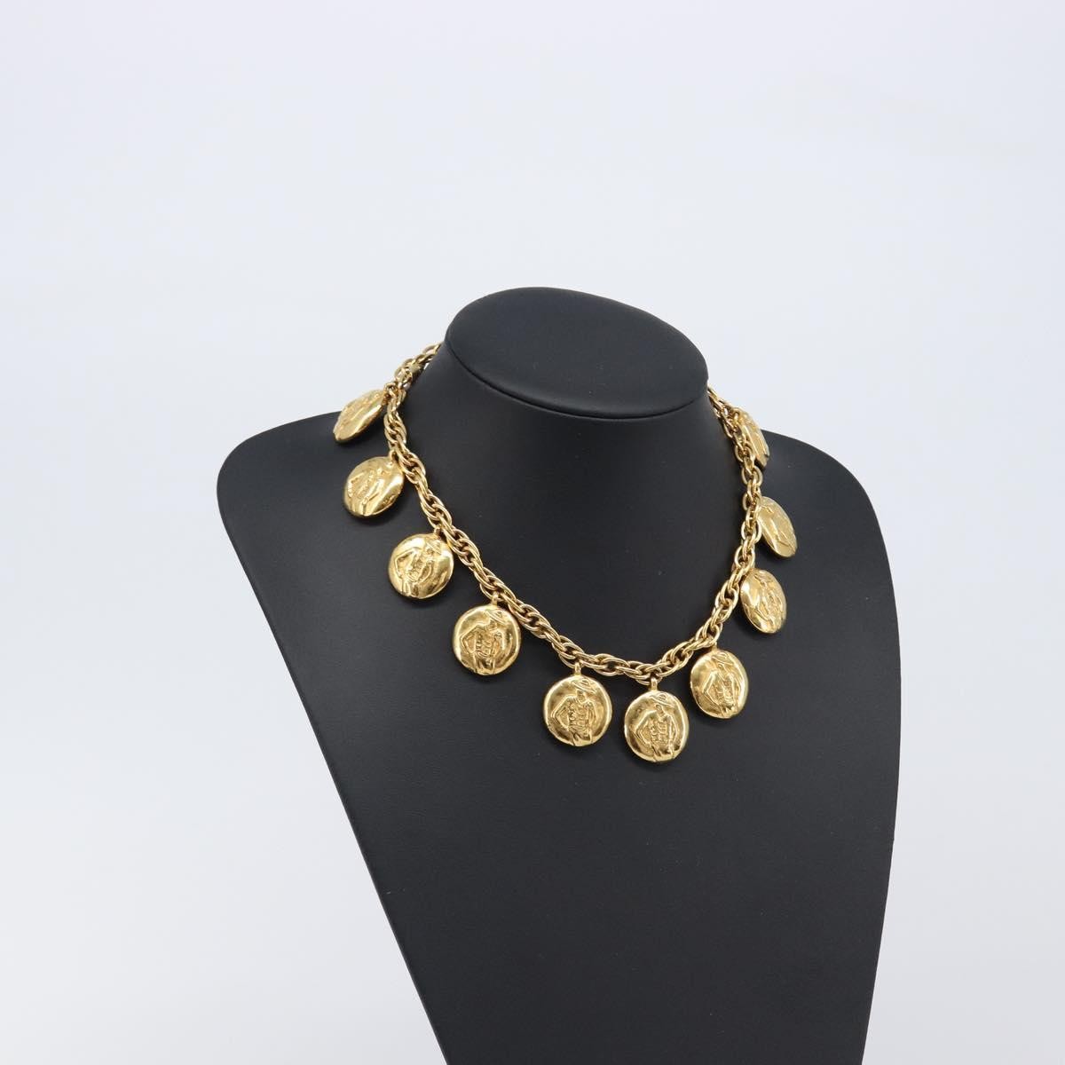 Chanel Vintage Diamond Coco Mademoiselle Long Metal Gold Metal Necklace Jewelry (Pre-Owned)