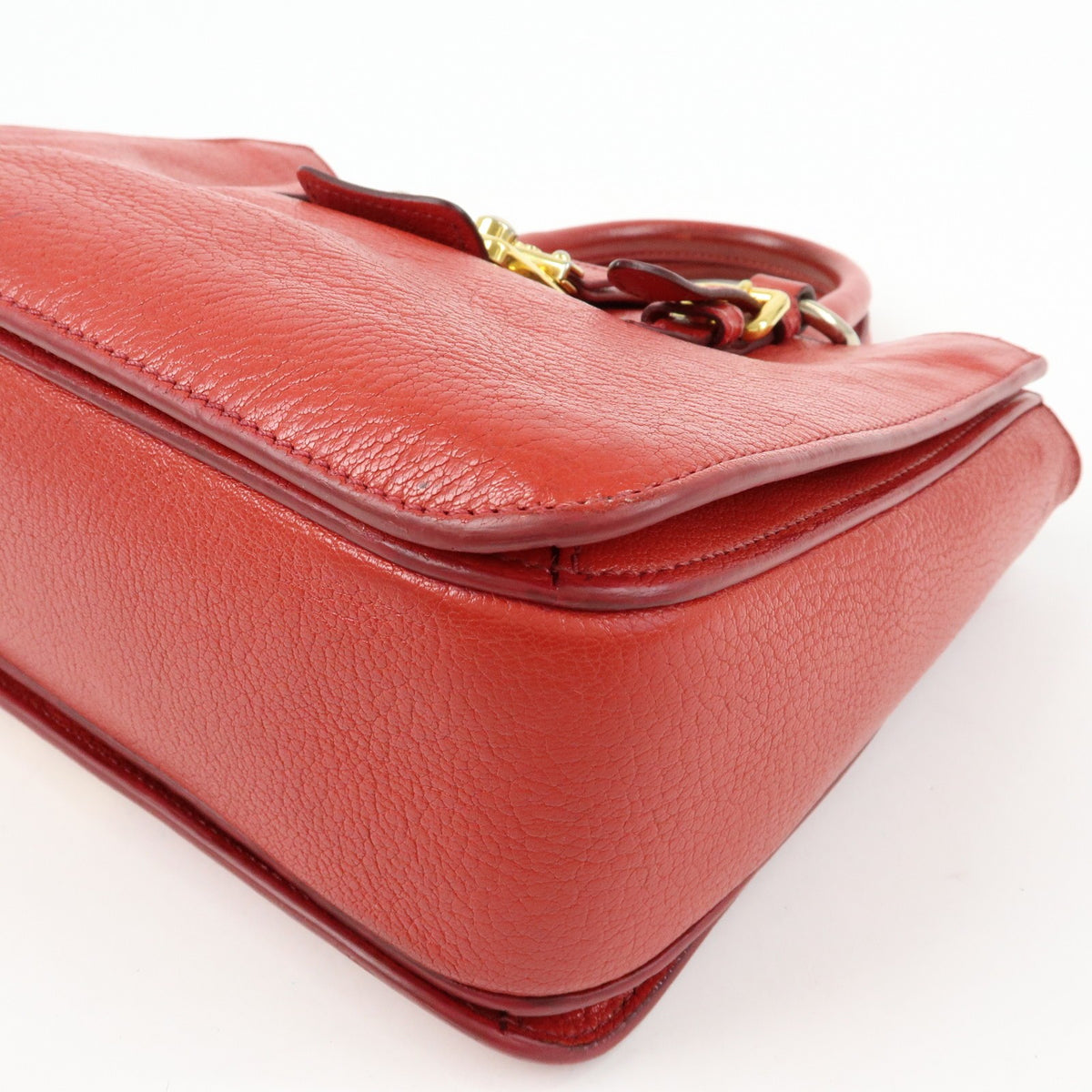 Miu Miu Madras Convertible Lock Leather Red Leather Tote Bag Bag (Pre-Owned)