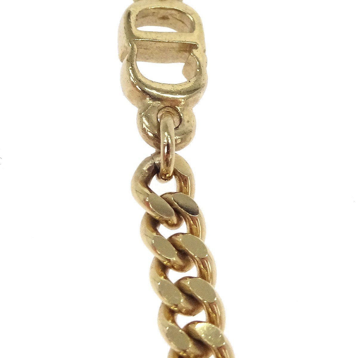 Christian Dior Cd Chain Link Metal Gold Gold_Plated Necklace Jewelry (Pre-Owned)