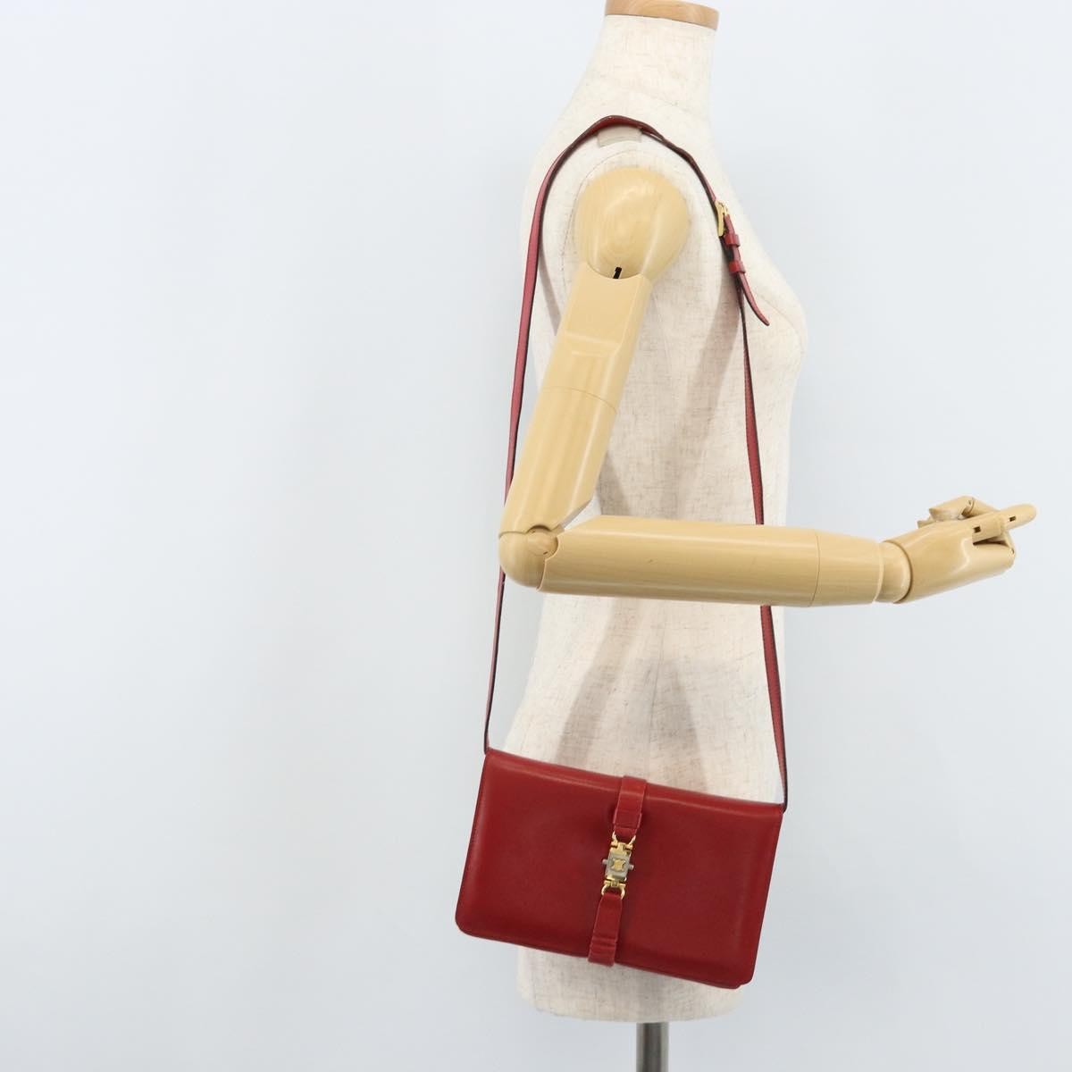 Celine Vintage Leather Red Leather Shoulder Bag Bag (Pre-Owned)