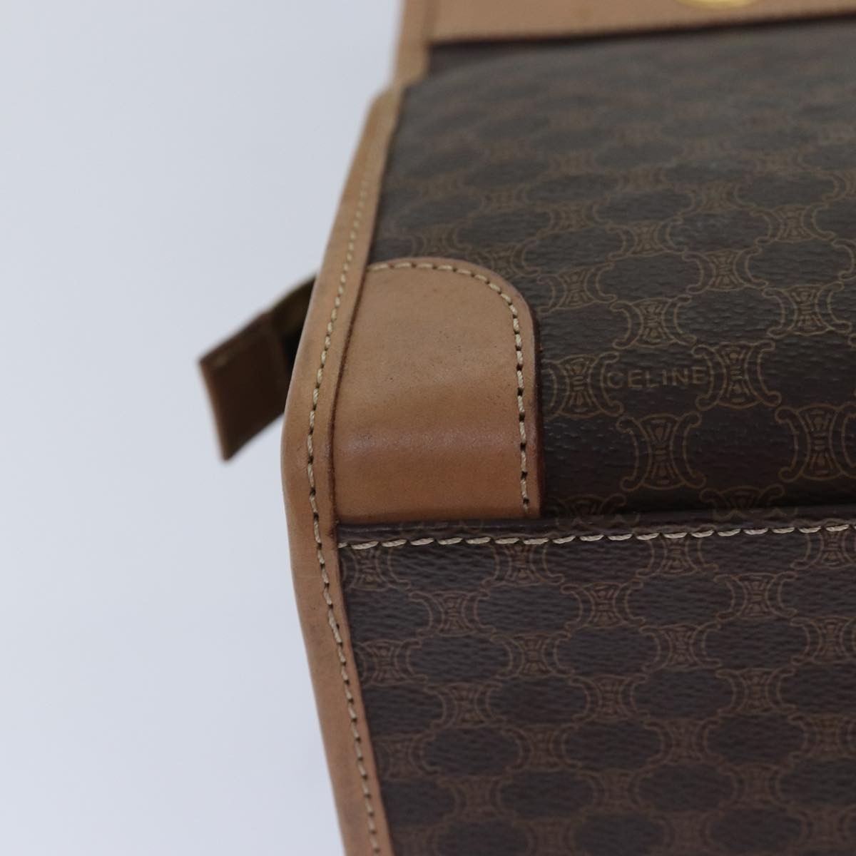 Celine Vintage Macadam Canvas And Leather Brown Canvas Handbag (Pre-Owned)