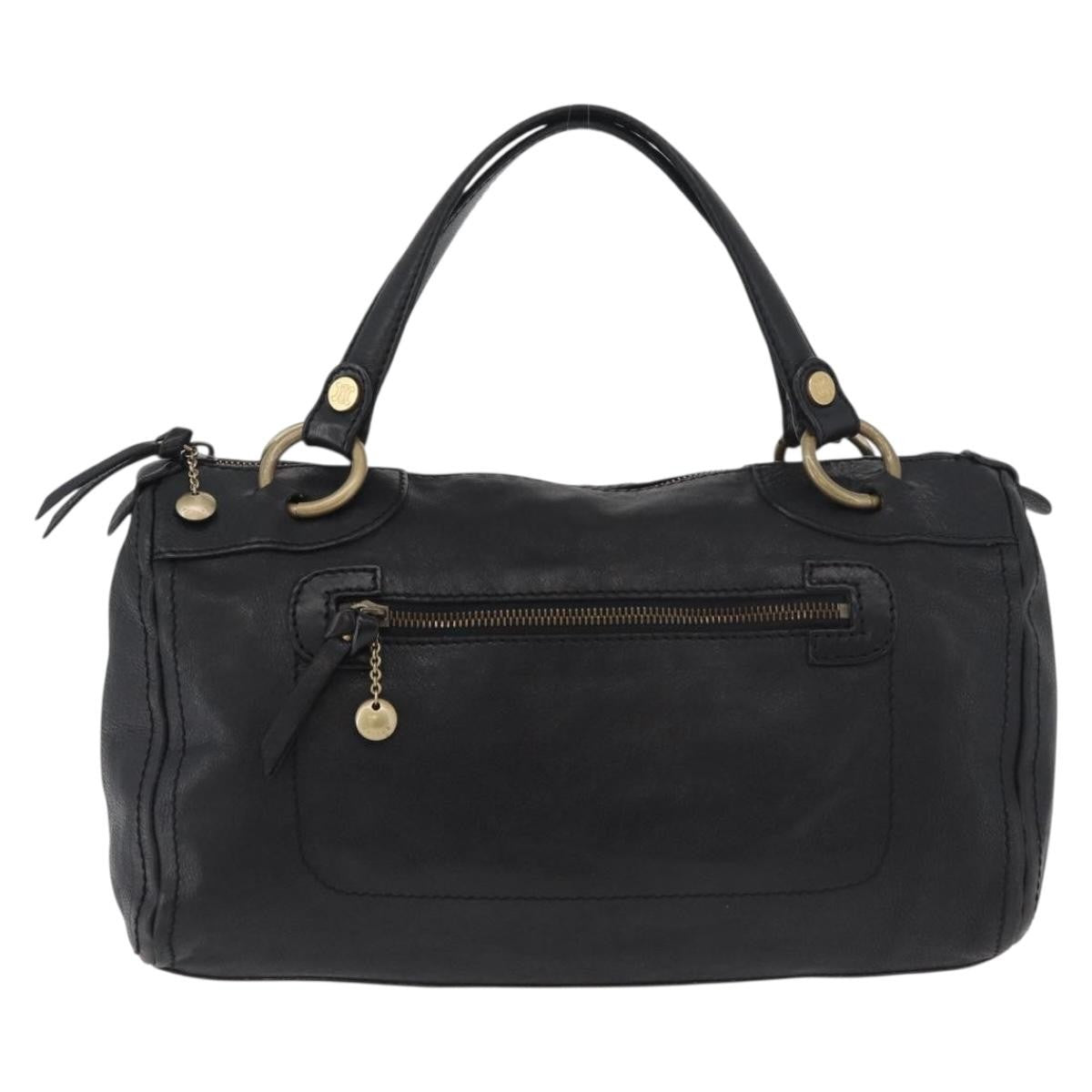 Celine Vintage Leather Black Leather Handbag (Pre-Owned)