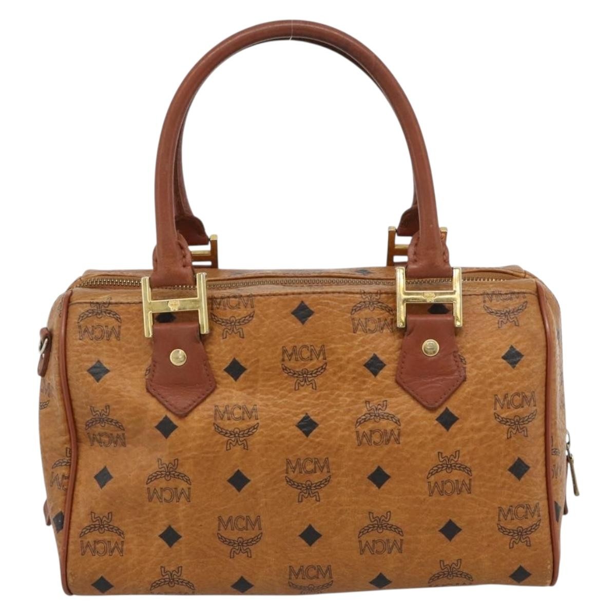 MCM Visetos Logogramme Leather Brown Leather Handbag (Pre-Owned)