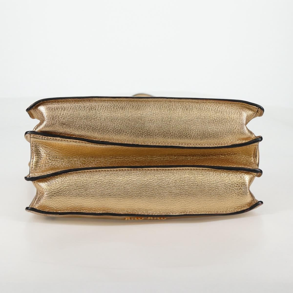 Miu Miu Madras Convertible Compartment Tote Leather Gold Leather Bag (Pre-Owned)