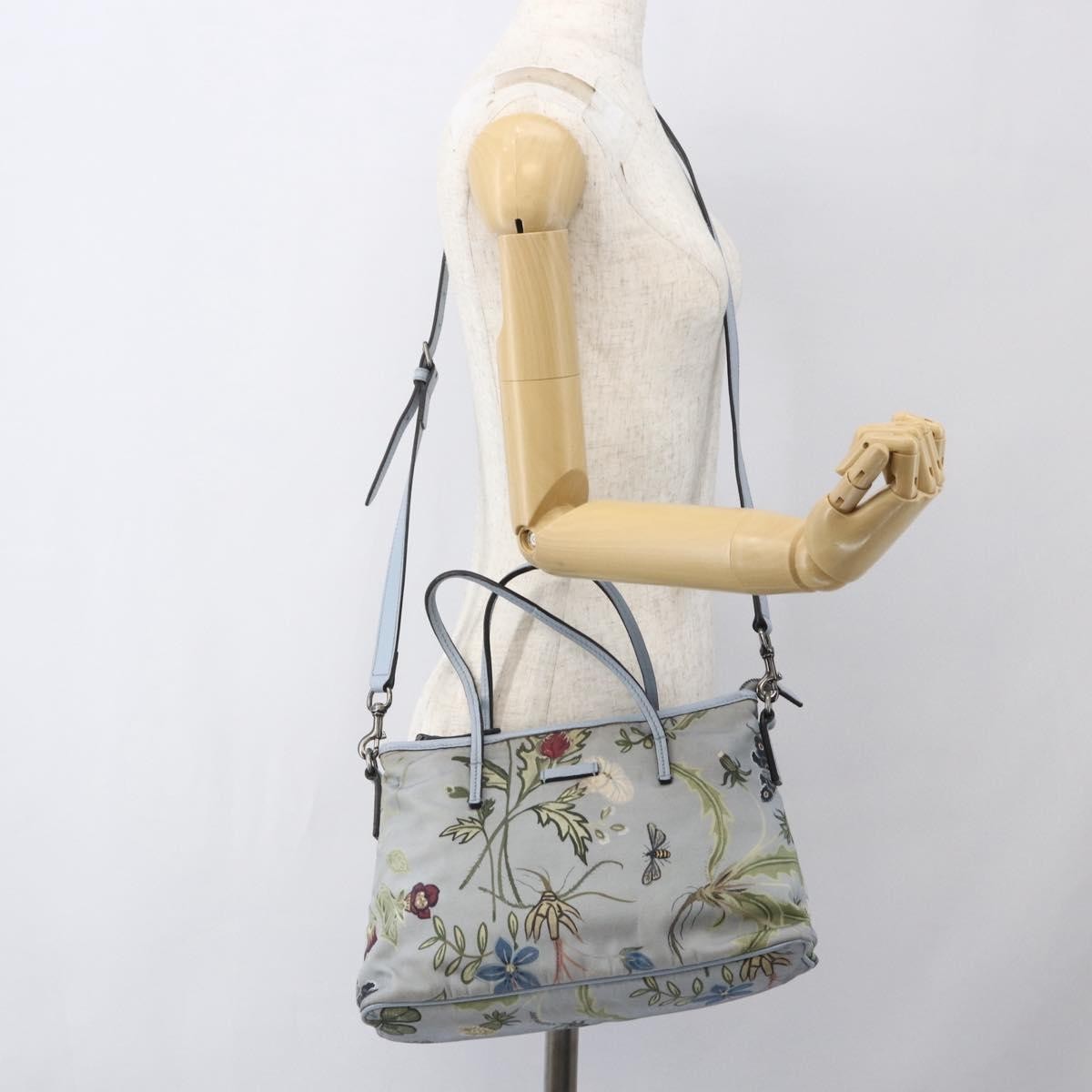 Gucci Convertible Zip Flora Canvas Blue Canvas Tote Bag Bag (Pre-Owned)