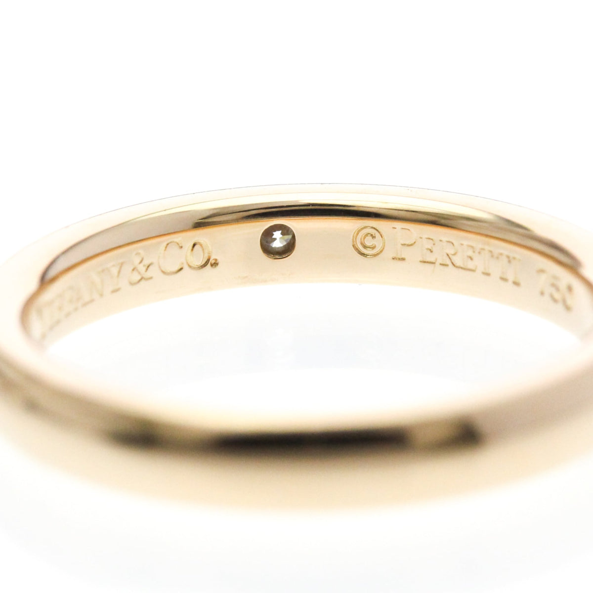 Tiffany & Co. Elsa Peretti 1 Diamond Stacking Band 18K Rose Gold With Diamond Gold Pink_Gold Ring Jewelry (Pre-Owned)