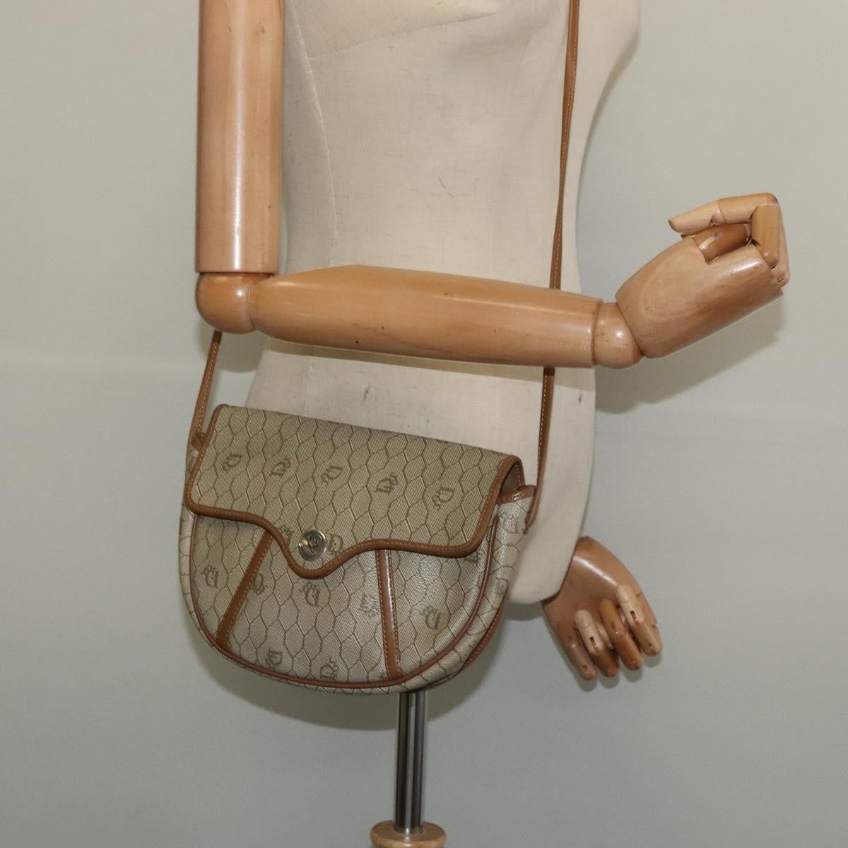 Christian Dior Vintage Honeycomb Zip Coated Canvas Beige Canvas Bag (Pre-Owned)