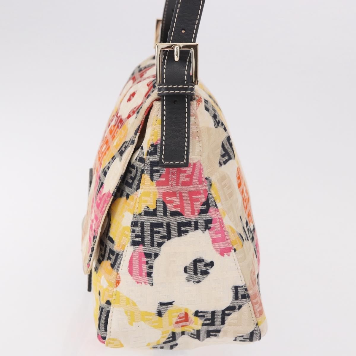 Fendi Mamma Baguette Zucca Jacquard Velvet Multicolour Canvas Shoulder Bag Bag (Pre-Owned)