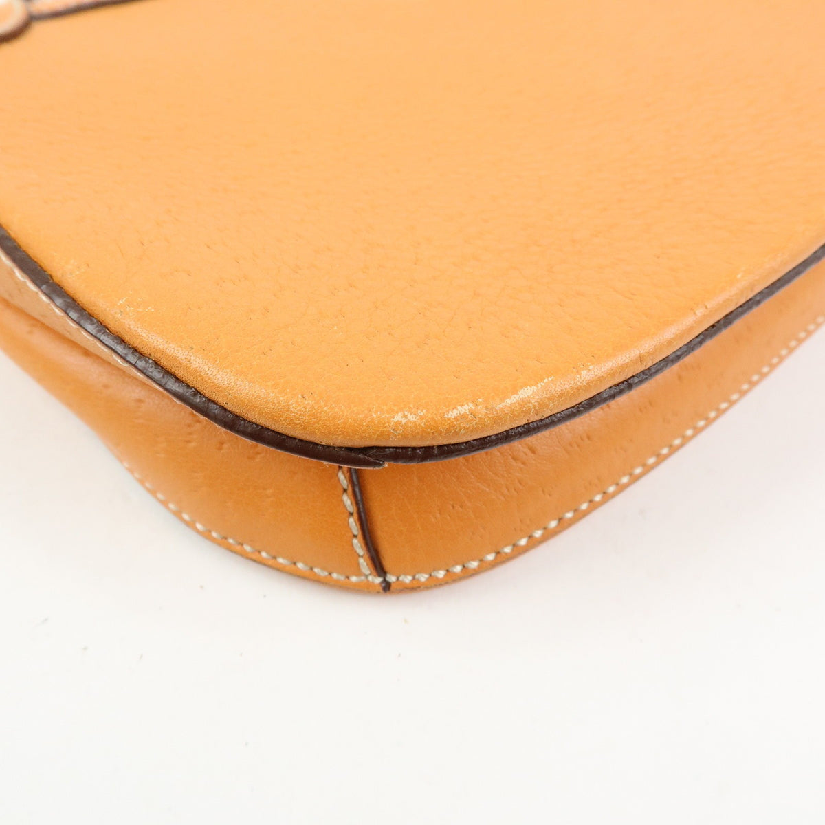 Salvatore Ferragamo Gancini Top Handle Leather Orange Leather Handbag (Pre-Owned)