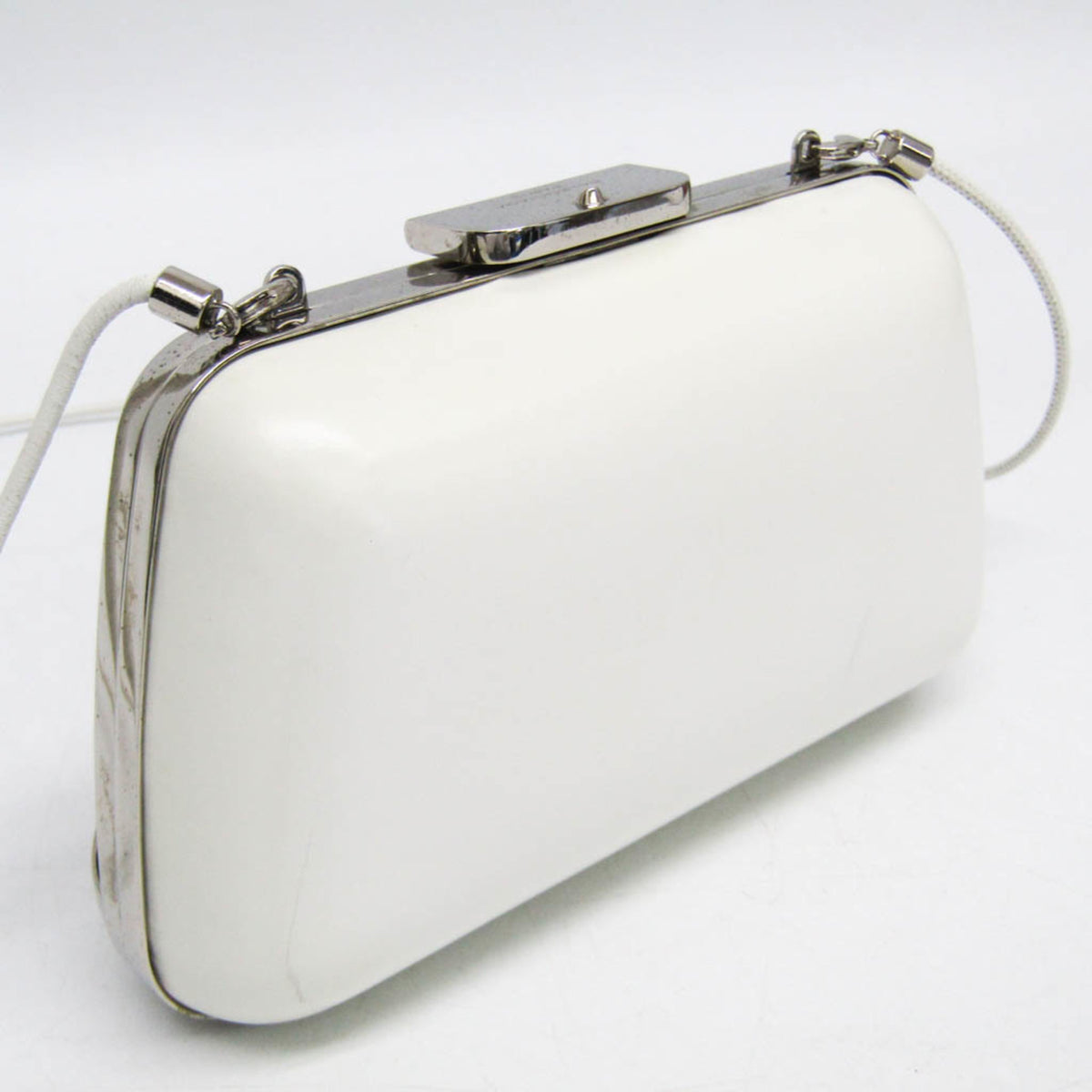 Balenciaga Hard Case Clutch Leather With Metal Detail White Leather Clutche & Pouche Bag (Pre-Owned)