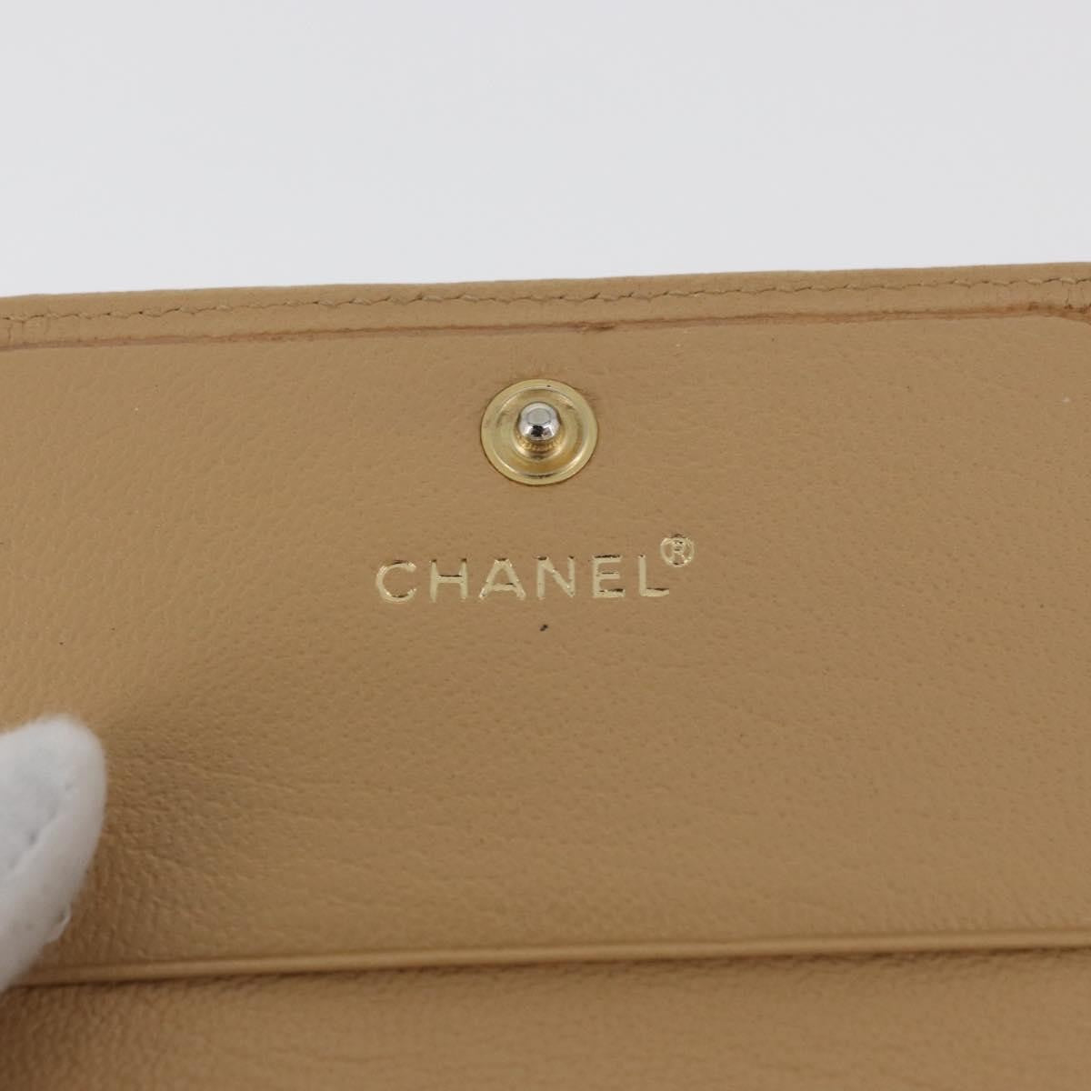 Chanel Cc Trifold Leather Beige Leather Wallets Accessory (Pre-Owned)
