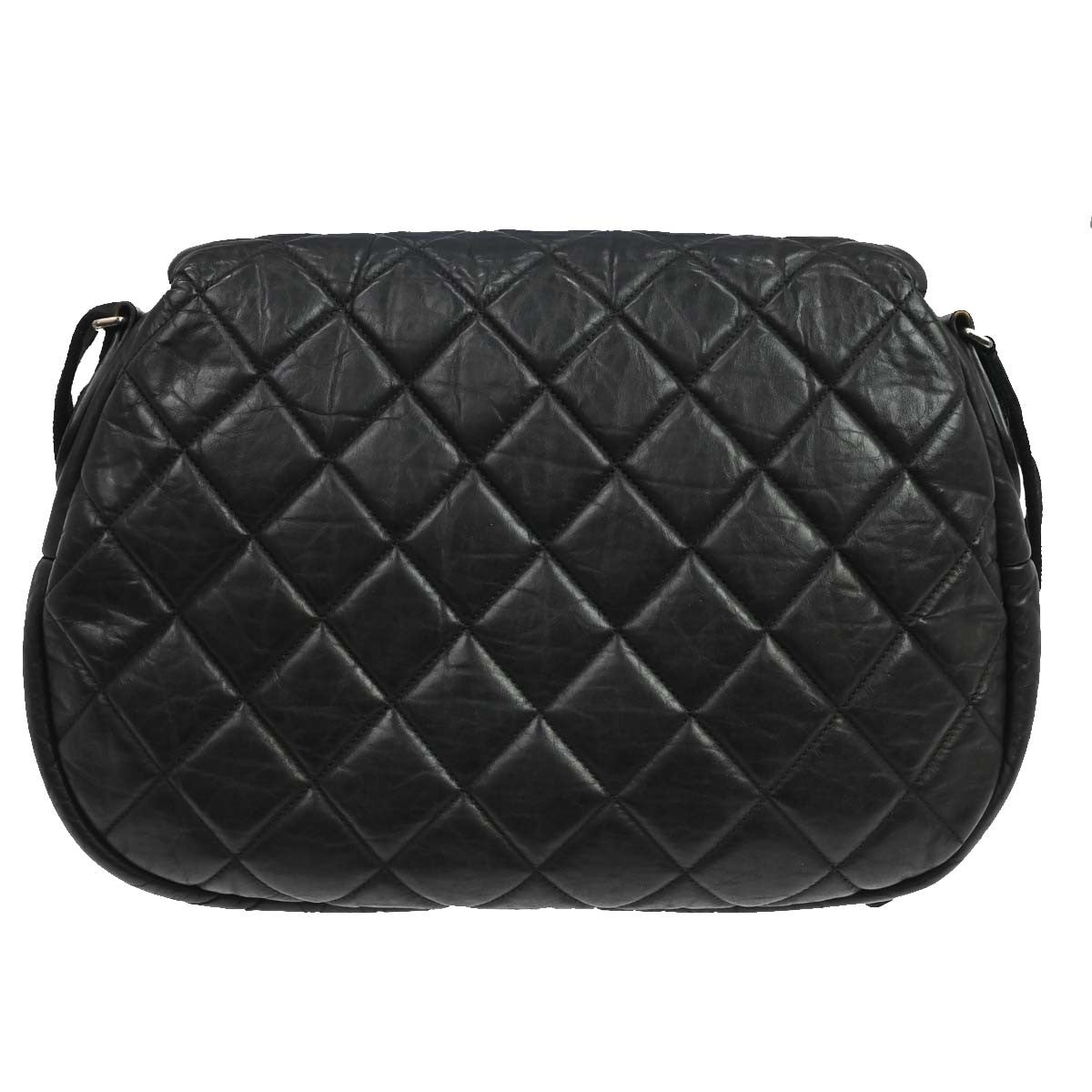 Chanel Expandable Flap Messenger Quilted Aged Calfskin Black Leather Shoulder Bag Bag (Pre-Owned)