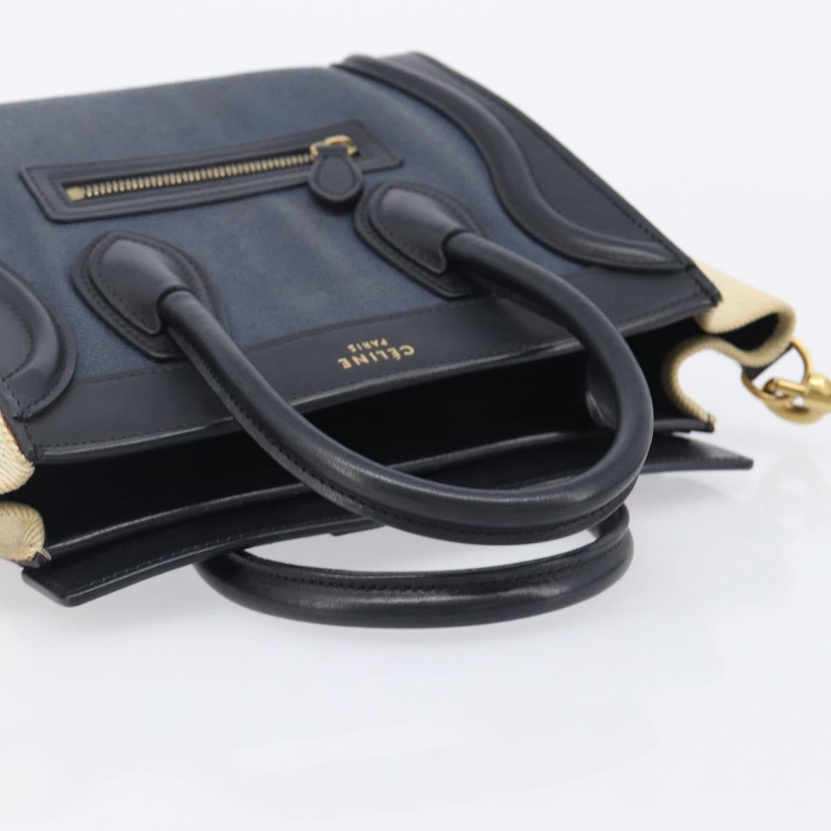 Celine Tricolor Luggage Canvas And Leather Navy Canvas Handbag (Pre-Owned)