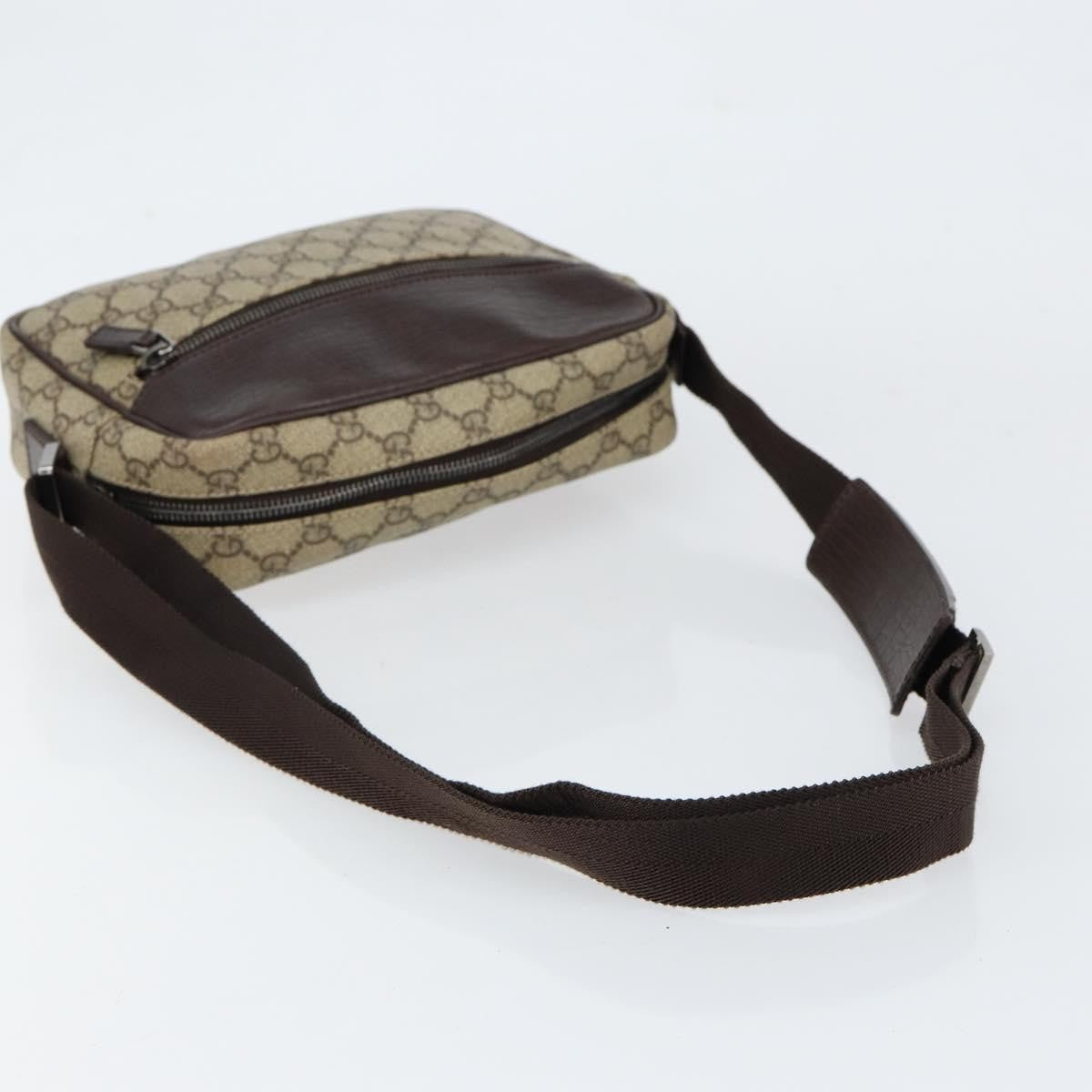 Gucci Front Zip Gg Coated Canvas With Leather Beige Canvas Crossbody Bag Bag (Pre-Owned)